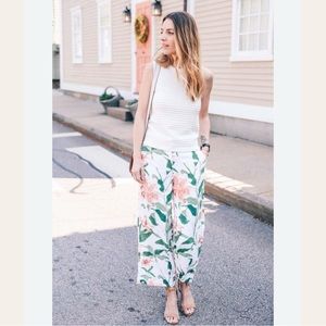 Ann Taylor Garden Lilly Floral Print Cropped Wide Leg High Rise Flowy Trousers 8
